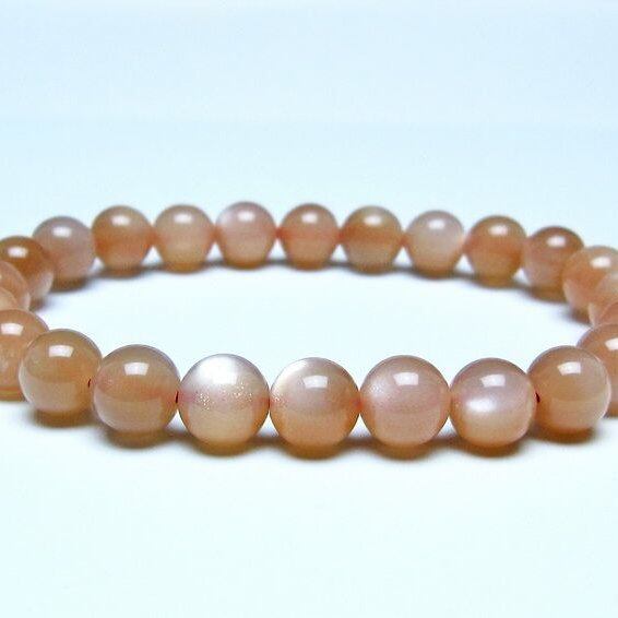 オレンジムーンストーン ブレスレット 8mm 一点物 メール便可 [M便 1/10] 111-48613