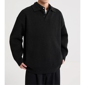 オープンカラー リブ編み長袖ニット af0399