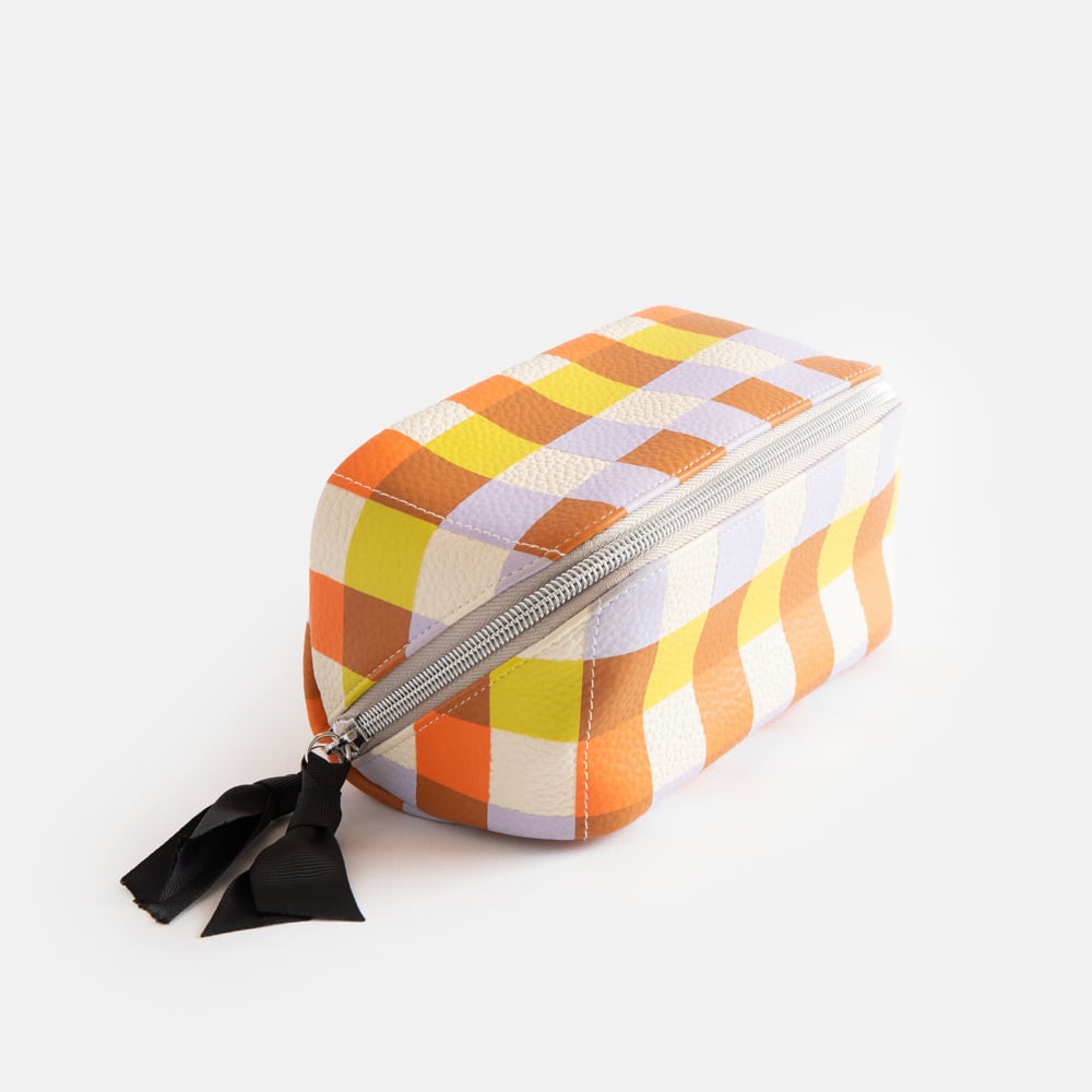 MULTI CHECK DIAGONAL COSMETIC BAG_DCB102