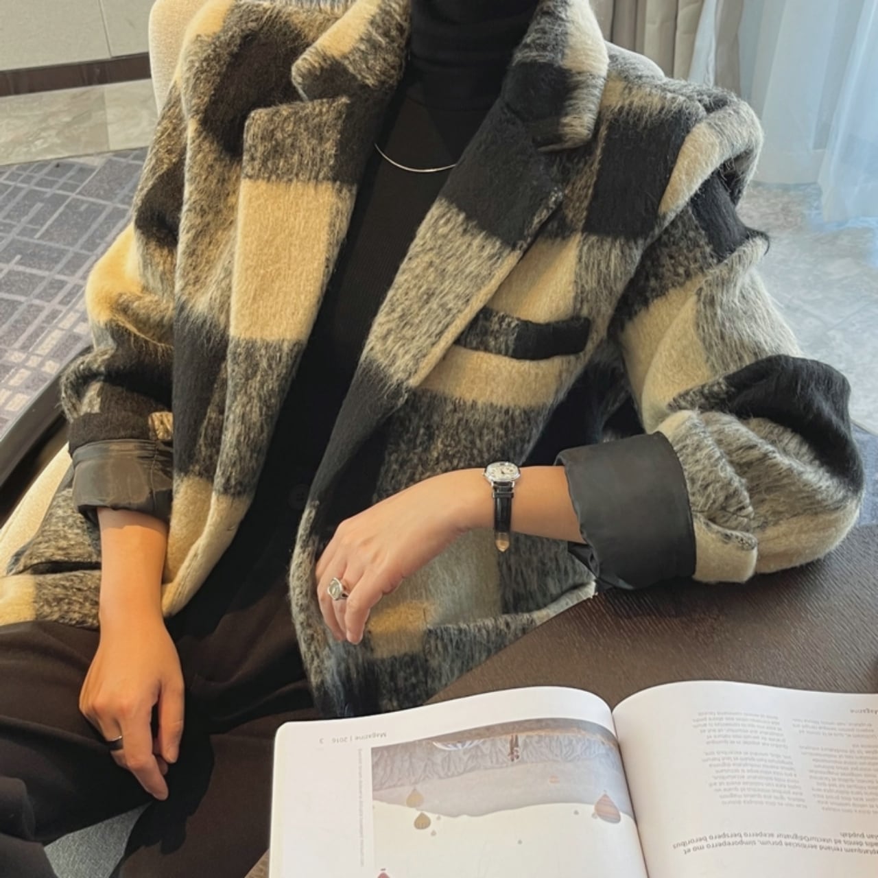 Check Pattern Oversized Jacket 01018