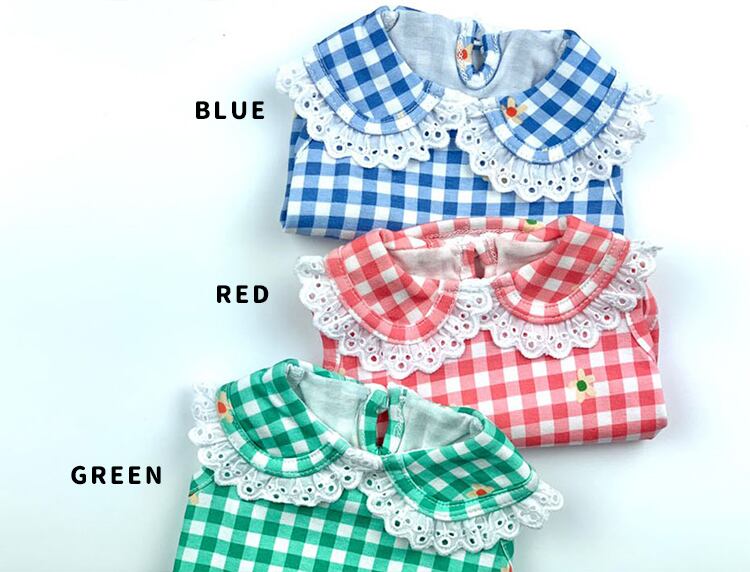 【SALE】丸襟チェック柄トップス XS ~ XL 3color / 犬服 春夏 新作 ドッグウェア チェック柄 丸襟 小型犬 中型犬 犬 服 トップス 袖なし ペット用品 ペット洋服