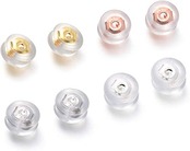 ArashiFan ピアスキャッチ シルバー925 ゴールド K18金メッキ プラチナ 白金 ピンクゴールド シリコン 落ちない ピアスキャッチャー つまみやすい筒型4ペア(8個)