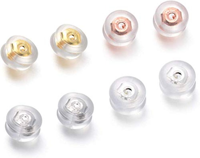 ArashiFan ピアスキャッチ シルバー925 ゴールド K18金メッキ プラチナ 白金 ピンクゴールド シリコン 落ちない ピアスキャッチャー つまみやすい筒型4ペア(8個)