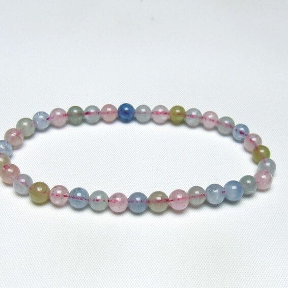 ミックスカラーベリル ブレスレット 5mm 一点物 メール便可 [M便 1/10] 111-48816