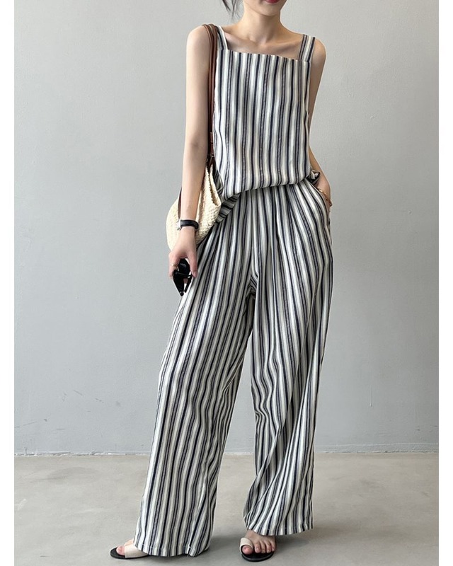 2piece Stripe Tops+Easy Pants
