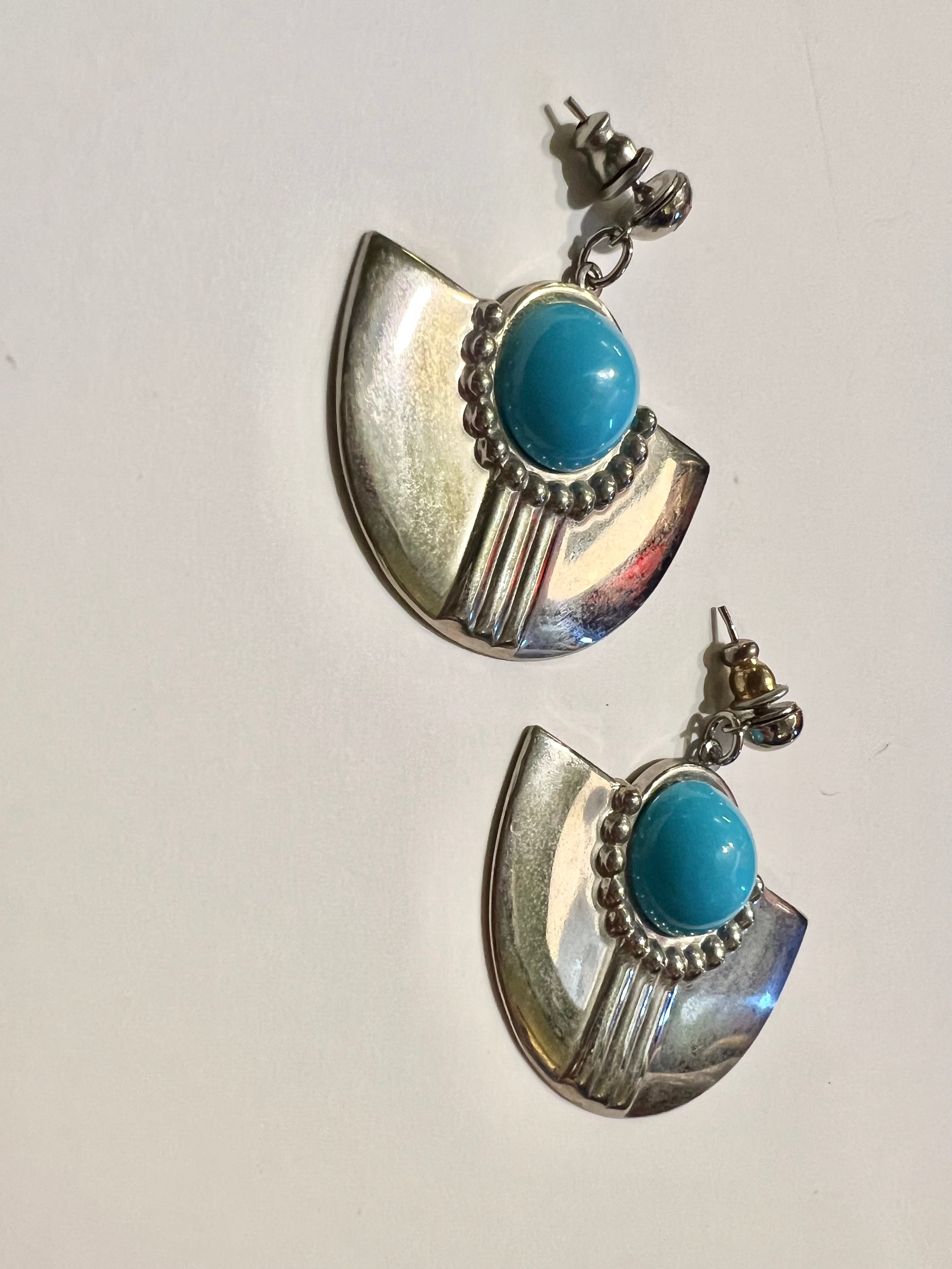 Vintage silver × turquoise pierced earrings ( ヴィンテージ