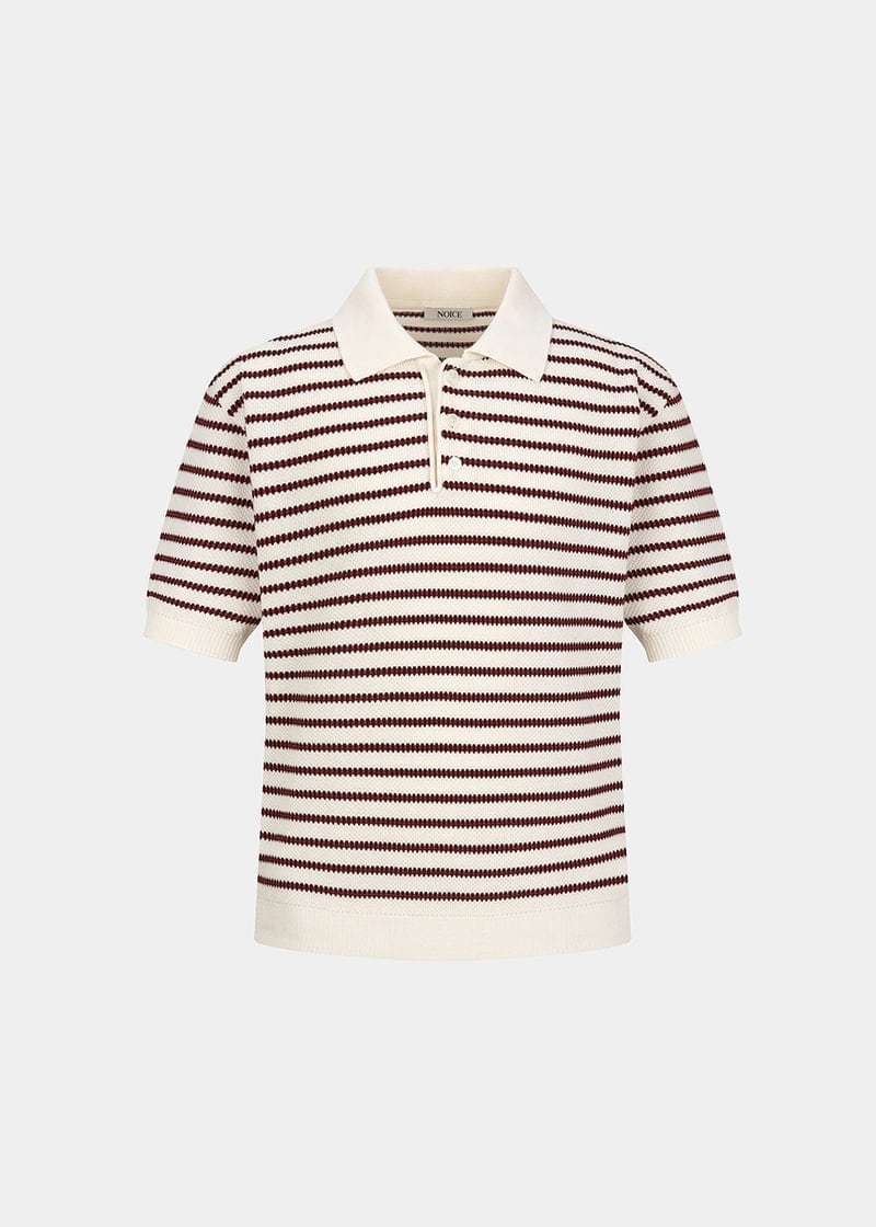 ☆RIIZE ソンチャン 着用！！【NOICE】TWIST STRIPED KNIT POLO SHIRT