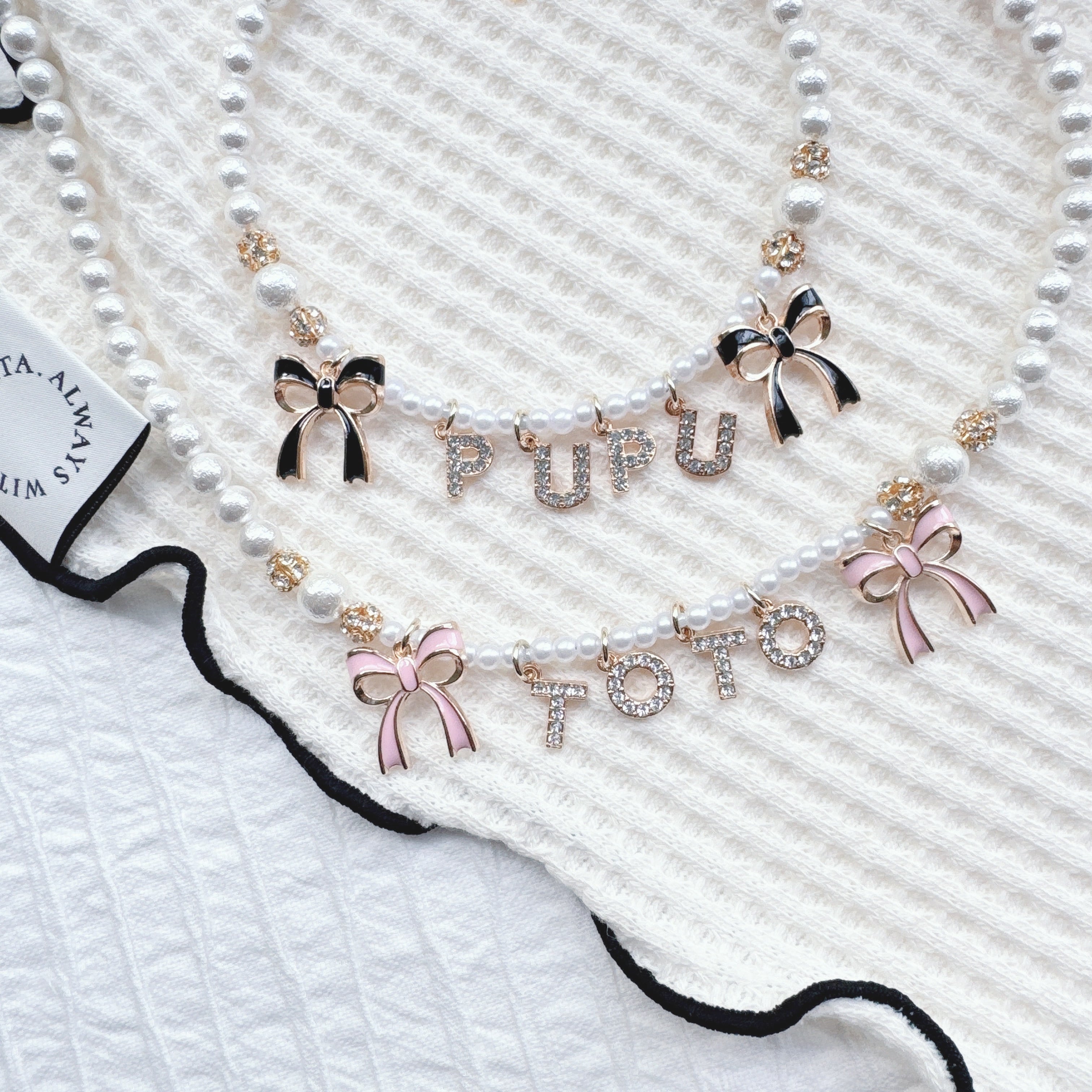 リボンのキラキラお名前ネックレス