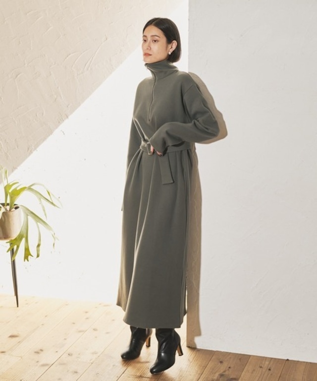 【Audrey and John Wad オードリーアンドジョンワッド】HALF ZIP BELTED ONE PIECE ハーフジップベルテッドワンピース L1923