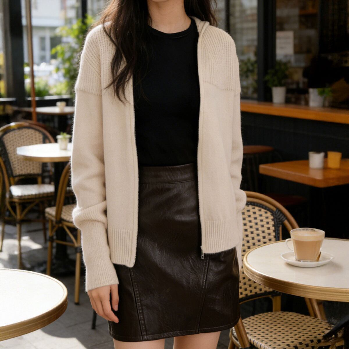 ニット カーディガン 長袖 アウター レディース 春秋冬 羽織り 大人 きれいめ シンプル おしゃれ ゆったり リラックス フード付き ニットアウター 通勤 通学 大人可愛い 大人女子