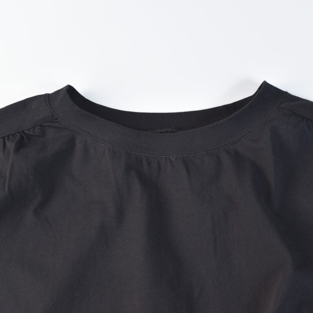 快晴堂 カイセイドウ Girl's 肩ギャザー7分袖Tシャツ・ブラック 毎シーズン、リピートをされる方が多いTシャツです