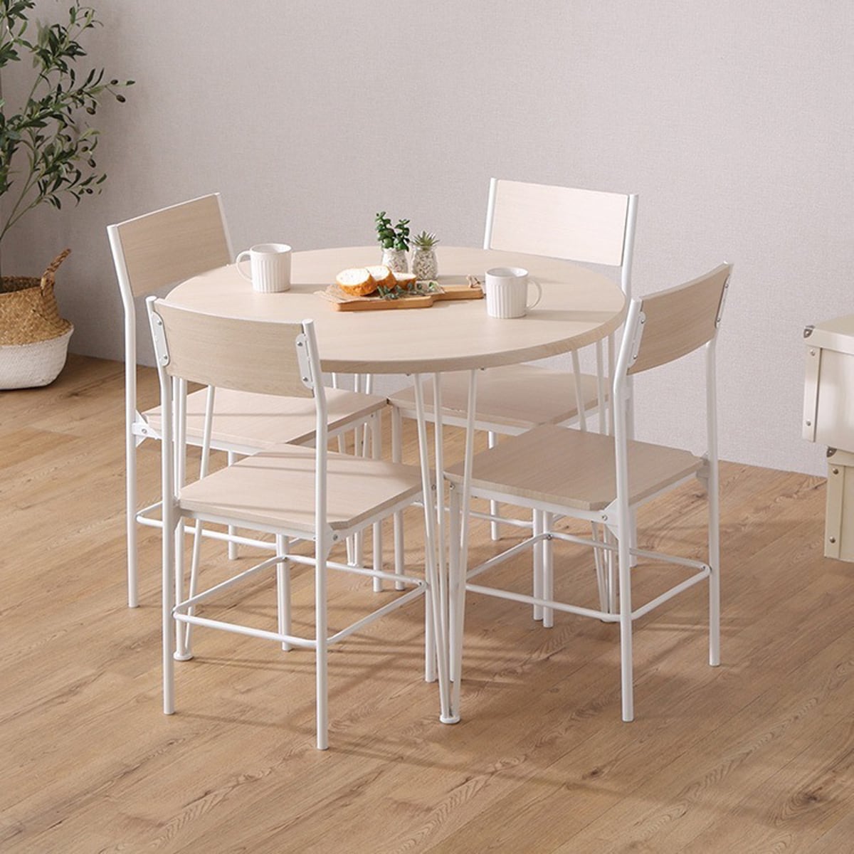 さわやかな円形ダイニング5点セット