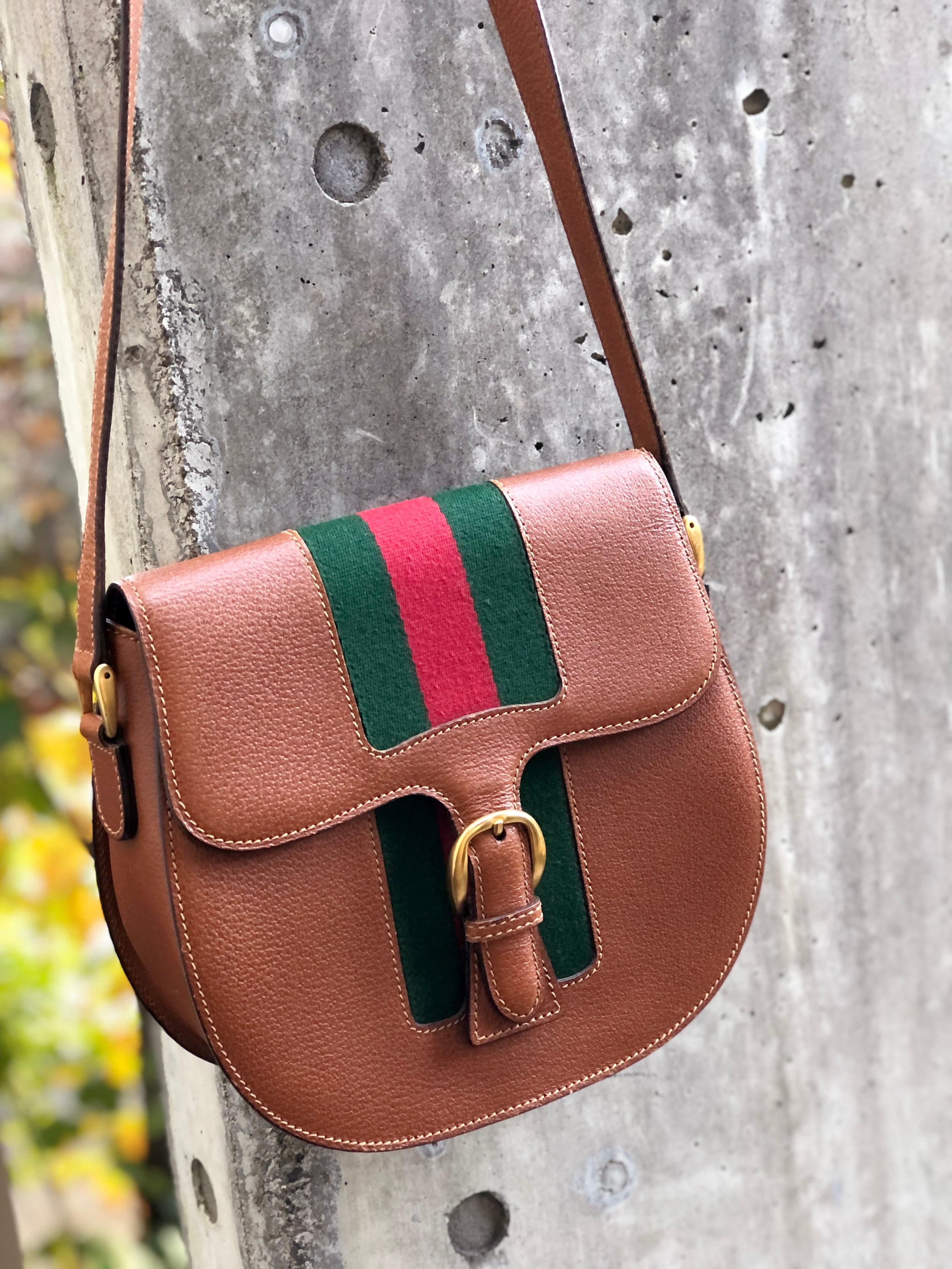 GUCCI グッチ シェリーライン レザー フロントベルト ショルダーバッグ