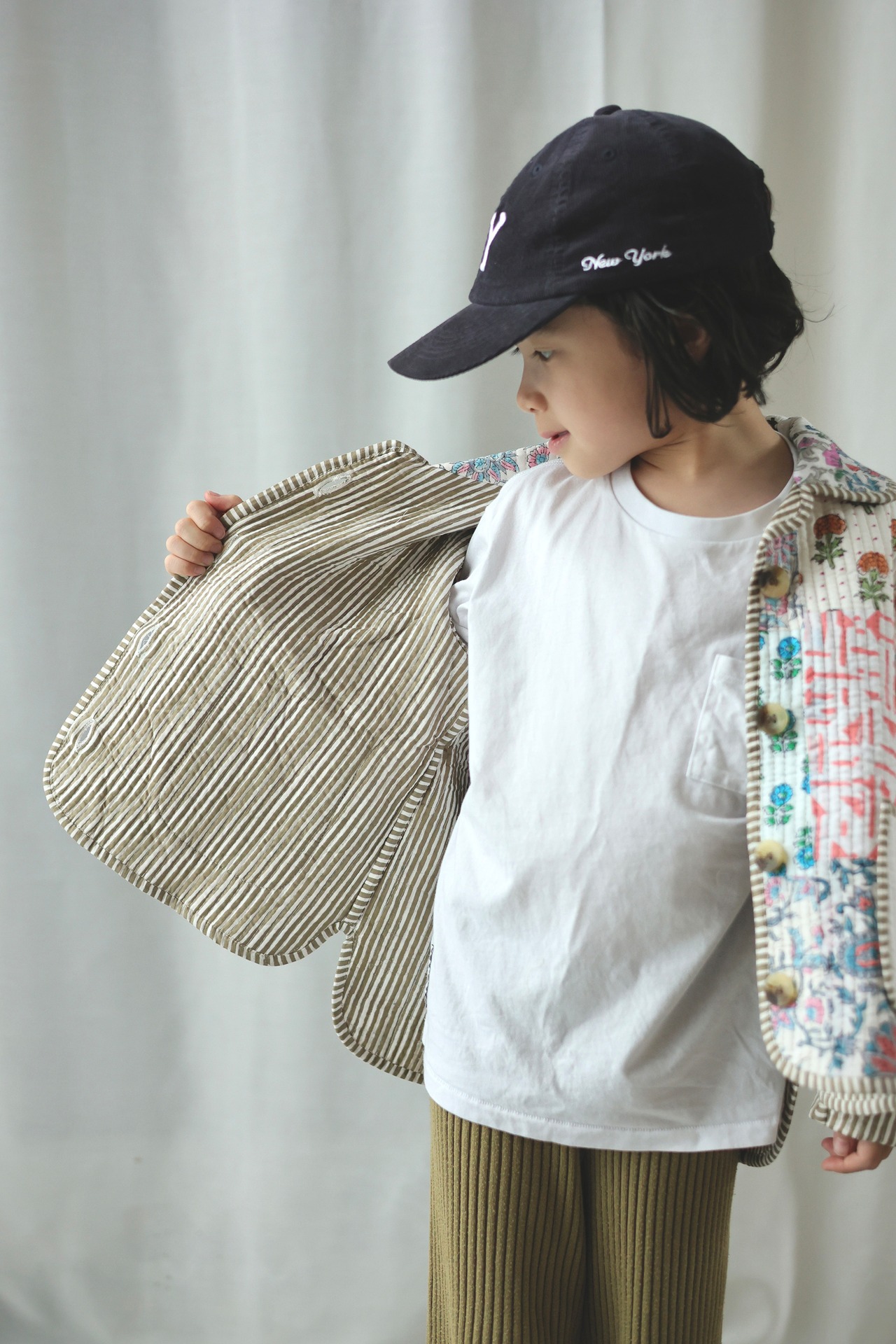 ＜PHET AND PLOY＞QUILTED JACKET ADULT キルト ジャケット アダルト（khaki stripe） - 10