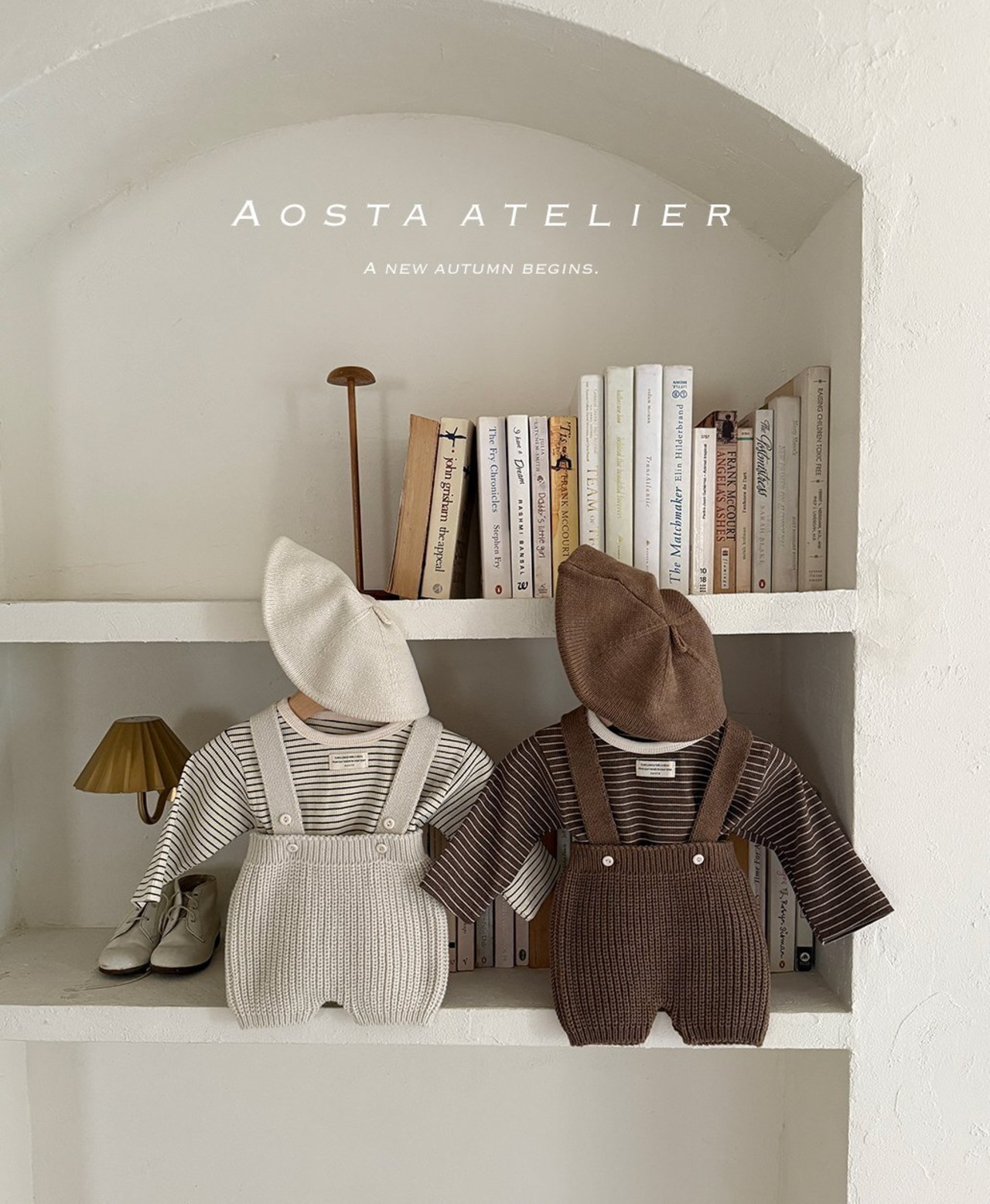 【Aosta】MomentボーダーリブTシャツ ブラウン 70~100cm - 2
