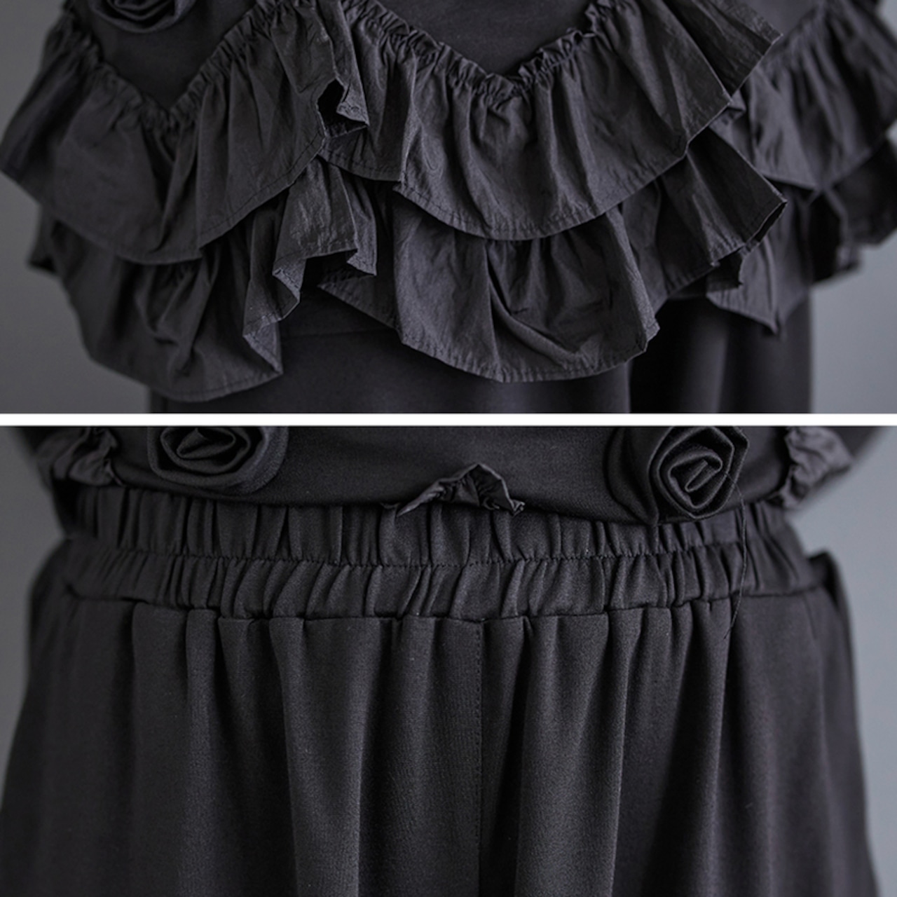 ローズフリル シャツ&ワイドパンツ セットアップ 00043