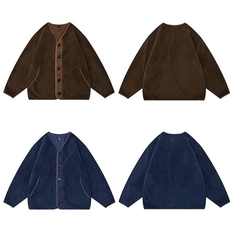 ★COLLARLESS POLAR FLEECE COTTON JACKET　　　A0514