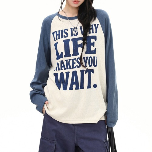 レトロレタードラグランロングスリーブTシャツ 1col   R02778