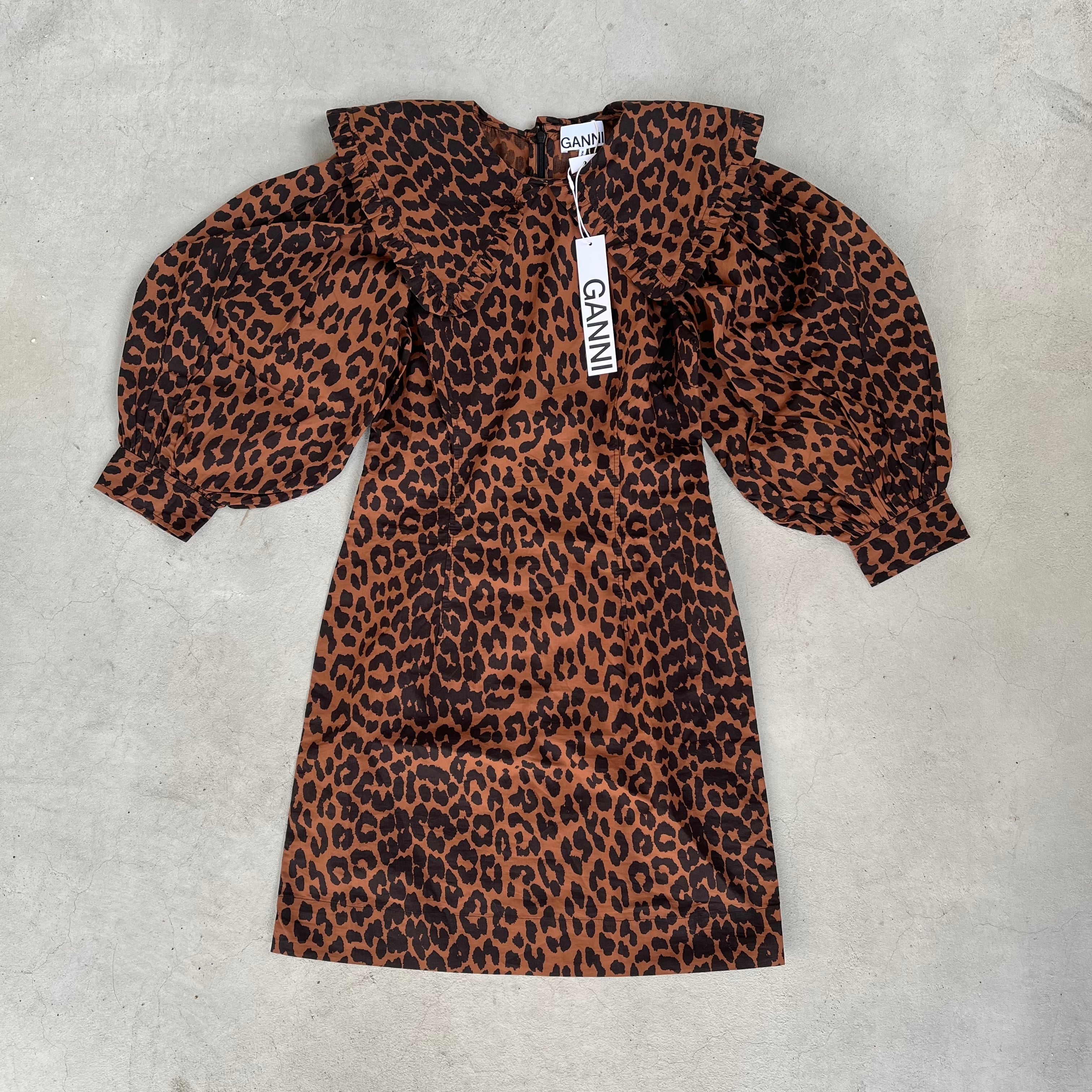 GANNI ガニー レオパード パフスリーブ ワンピース | PMHBC  