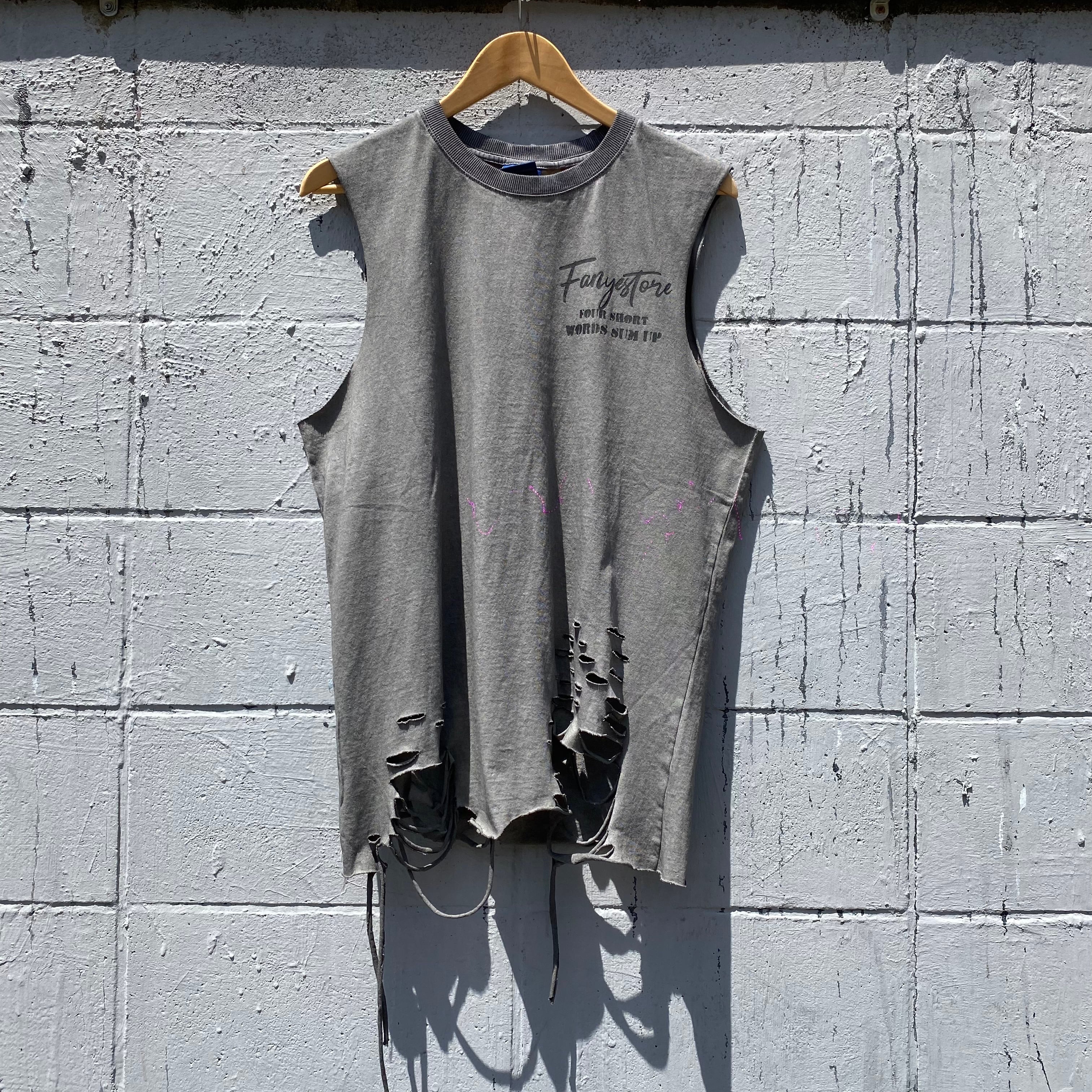 No sleeve カットソー タンクトップ  ノースリーブ ストリートファッション  メンズ レディース ユニセックス 韓国