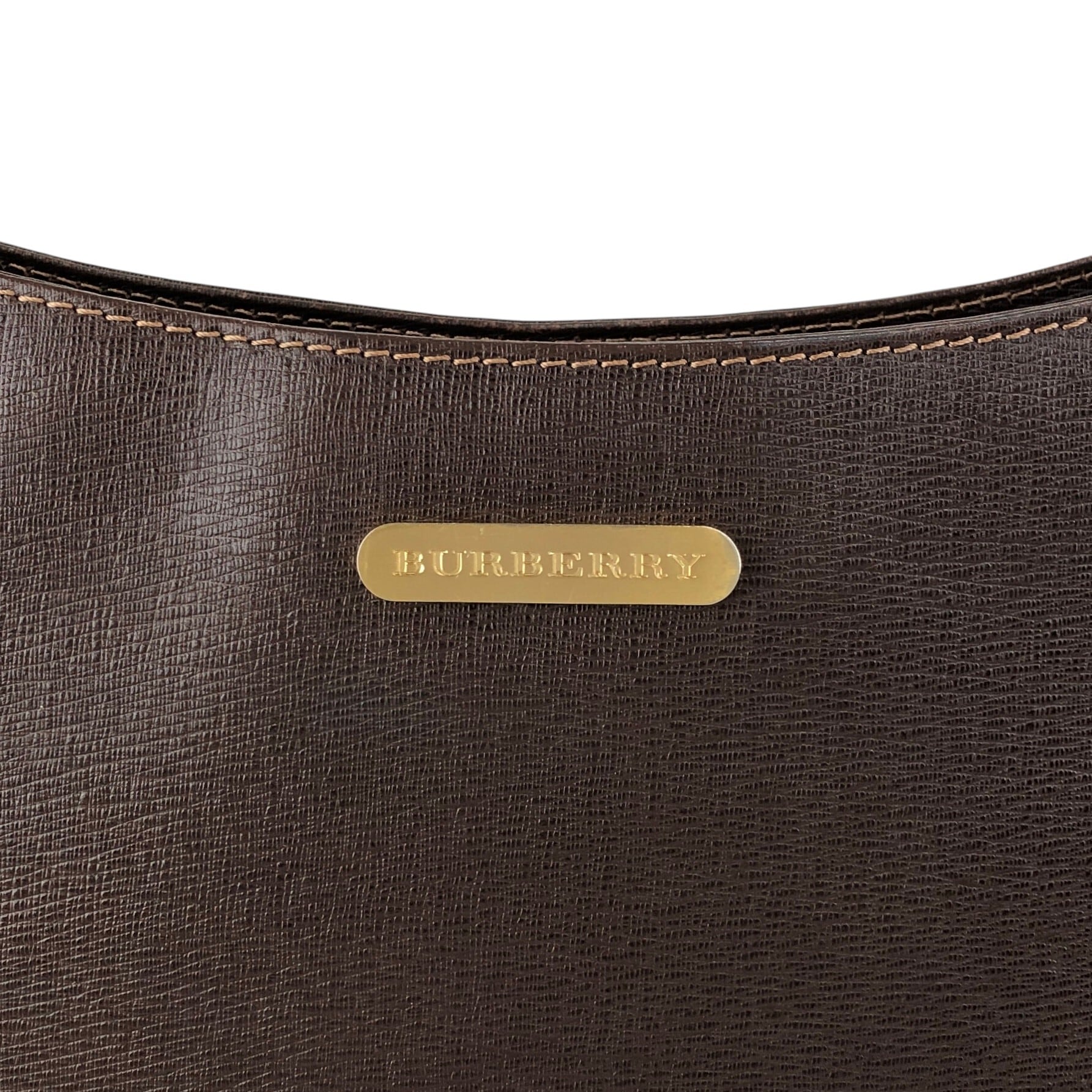 BURBERRY バーバリー ショルダーバッグ ブラウン プレートロゴ レザー