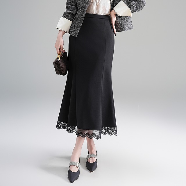 裾レースマーメイドロングスカート Me1420