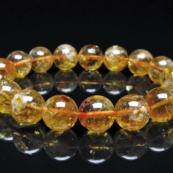 シトリン ブレスレット 虹入り 12mm シトリンクォーツ ブレス メール便可 一点物 111-50484