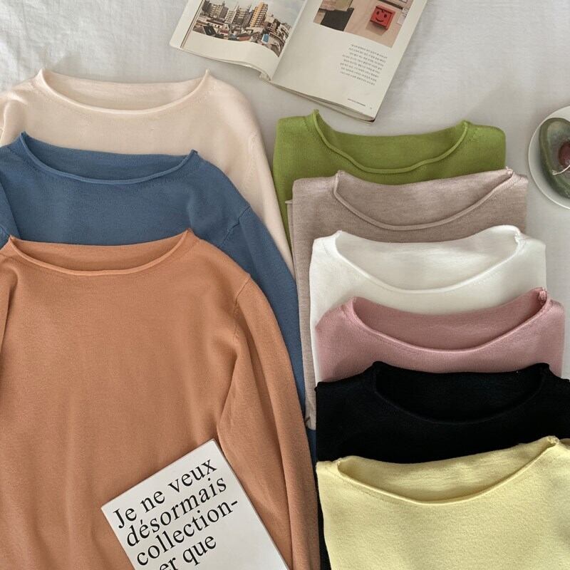 ホワイトシャツ スプリングスタイルベーシックスリム薄手Tシャツ ロング 春物 萌量不足39886930071