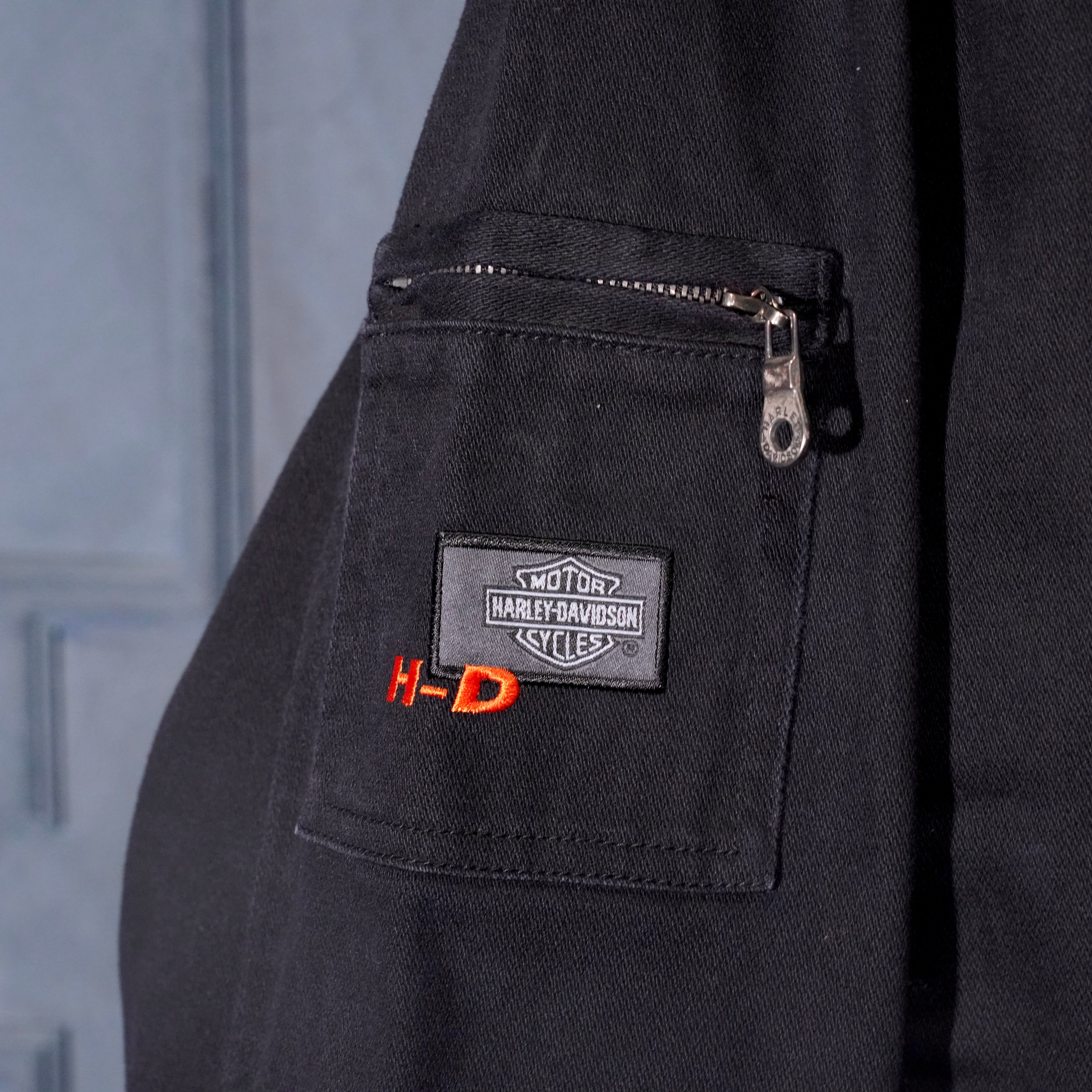 USA VINTAGE HARLEY DAVIDSON LOGO DESIGN BLACK COLOR DENIM JACKET