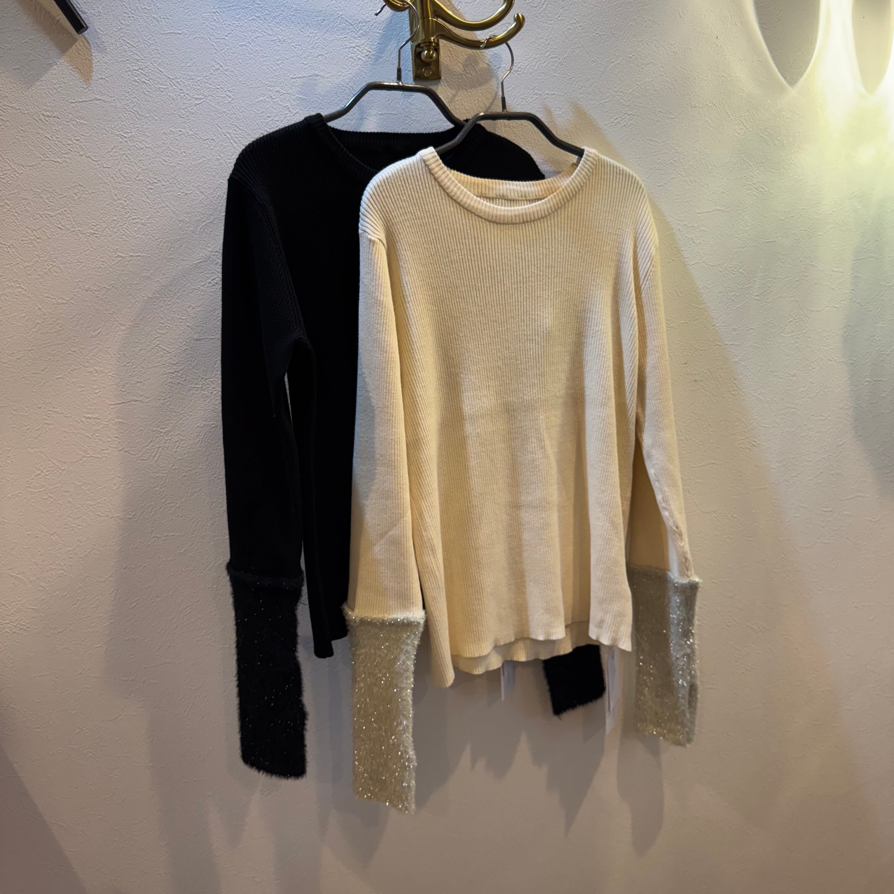 【SELECT】袖ラメシャギーニット