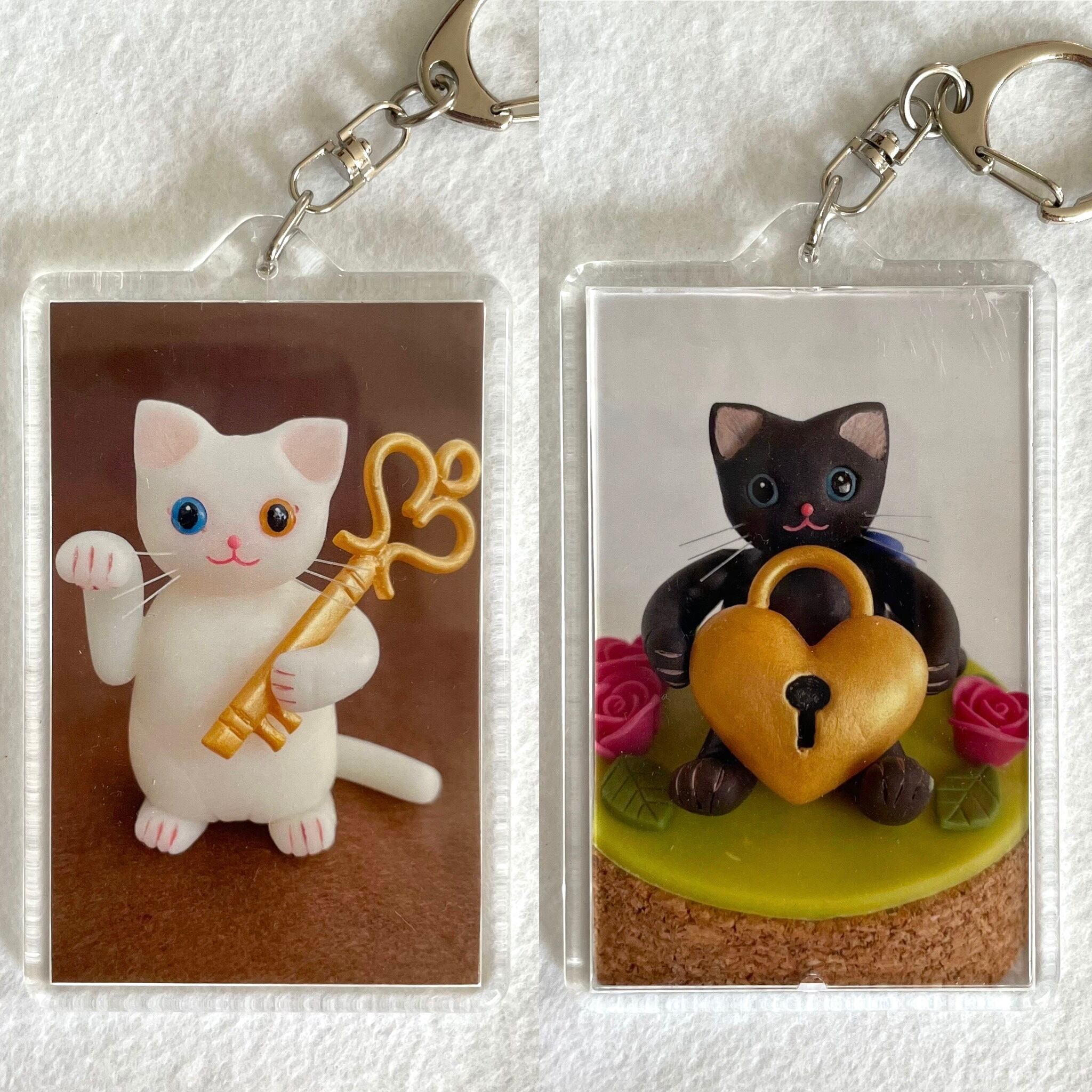 ハンドメイド デカネコキーホルダーチャームセット ハンドメイド デカネコキーホルダーチャームセット 猫 - ハンドメイド