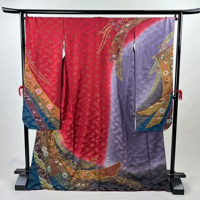 中振袖 振袖 正絹 中古品 赤色 赤 4S431 HACX848000