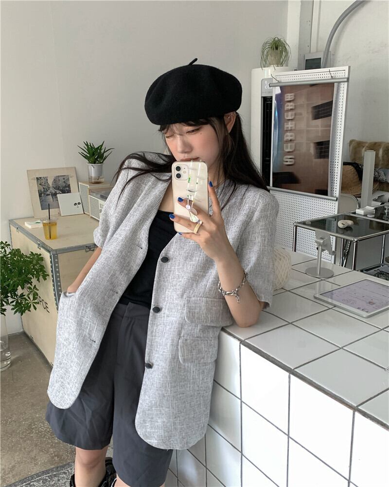 スタイルロングルーズジャケット サマーVネック 夏物 モンロー68611375670