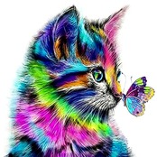 5dダイヤモンドアート 猫と蝶 5Ｄ ダイヤモンド塗装 モザイクアート ダイヤモンドペインティング キット ビーズ絵画 全面貼り付けタイプ ビーズアート モザイクビーズ 芸術品 装飾 DIY 手芸 キット 30x30cm