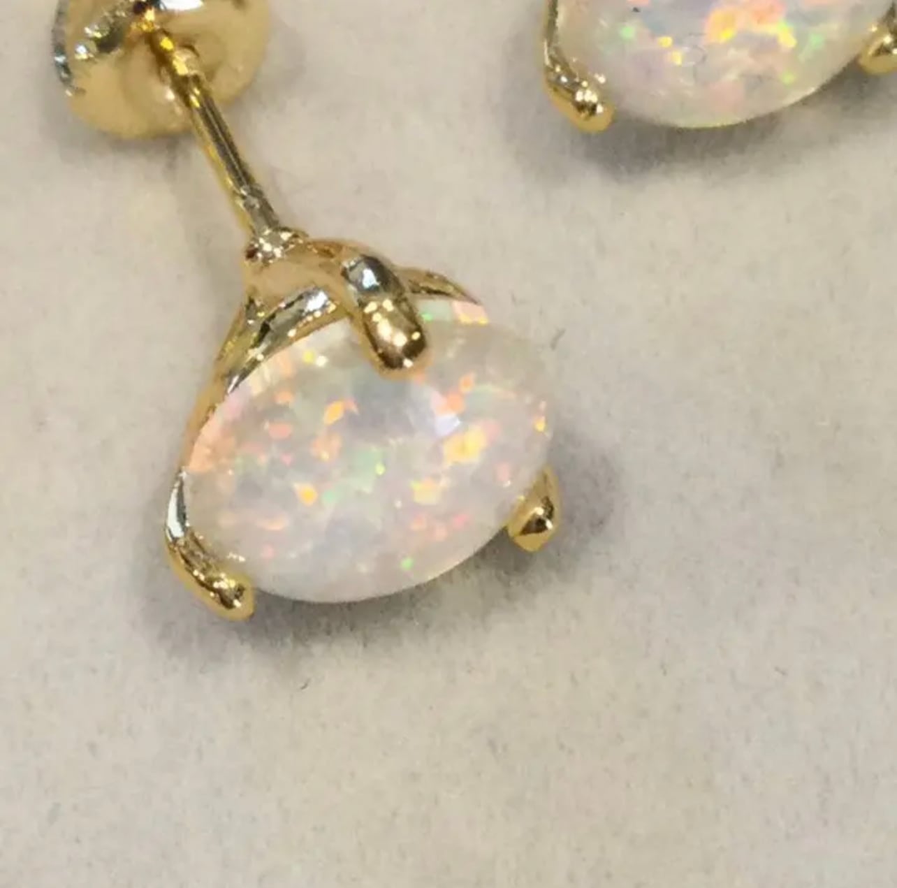 18K ゴールド ブルーオパール ピアス シルバー925 刻印付き