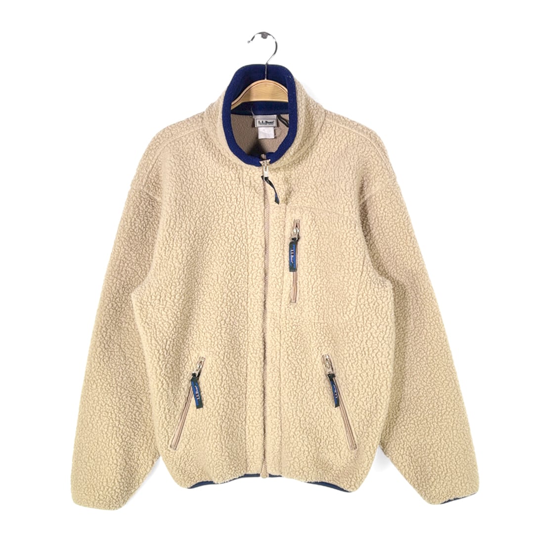 80s エルエルビーン ヴィンテージ フリースジャケット ベージュ L.L.BEAN サイズM相当 古着 DD0449