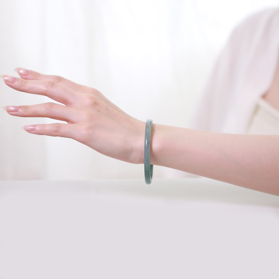 内径 約58mm】princess/Guatemala 翡翠バングル A貨翡翠 jd_bg1400