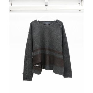 [ Professor.E ](プロフェッサーイー) 26FW-PE-KT-04 Deconstructed Cropped Sweater