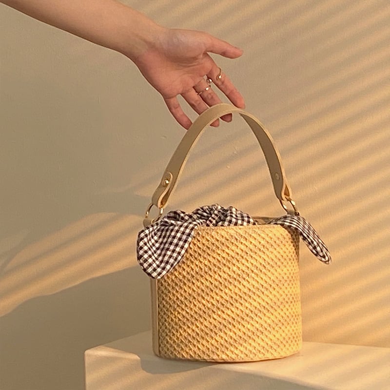 ギンガムチェックリボンかごバッグ 10769