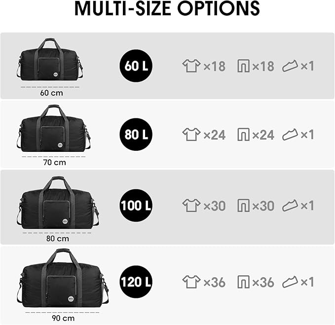 WANDF 折りたたみバッグ ボストンバッグ スポーツバッグ 40L 60L 80L
