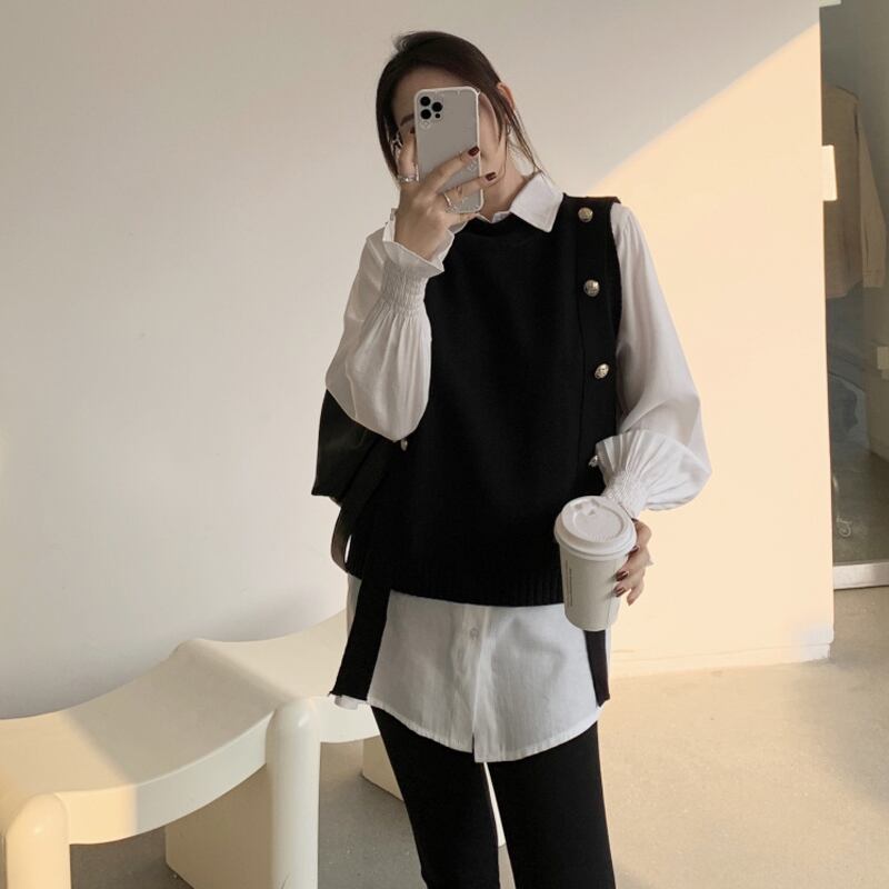 ブラックニットレディーススプリングレッドノースリーブジャケット 春物 オータム 秋物 試着室41165920362