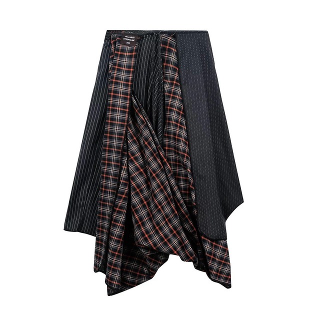 [JIKOO] Irregular Plaid Umbrella Dress