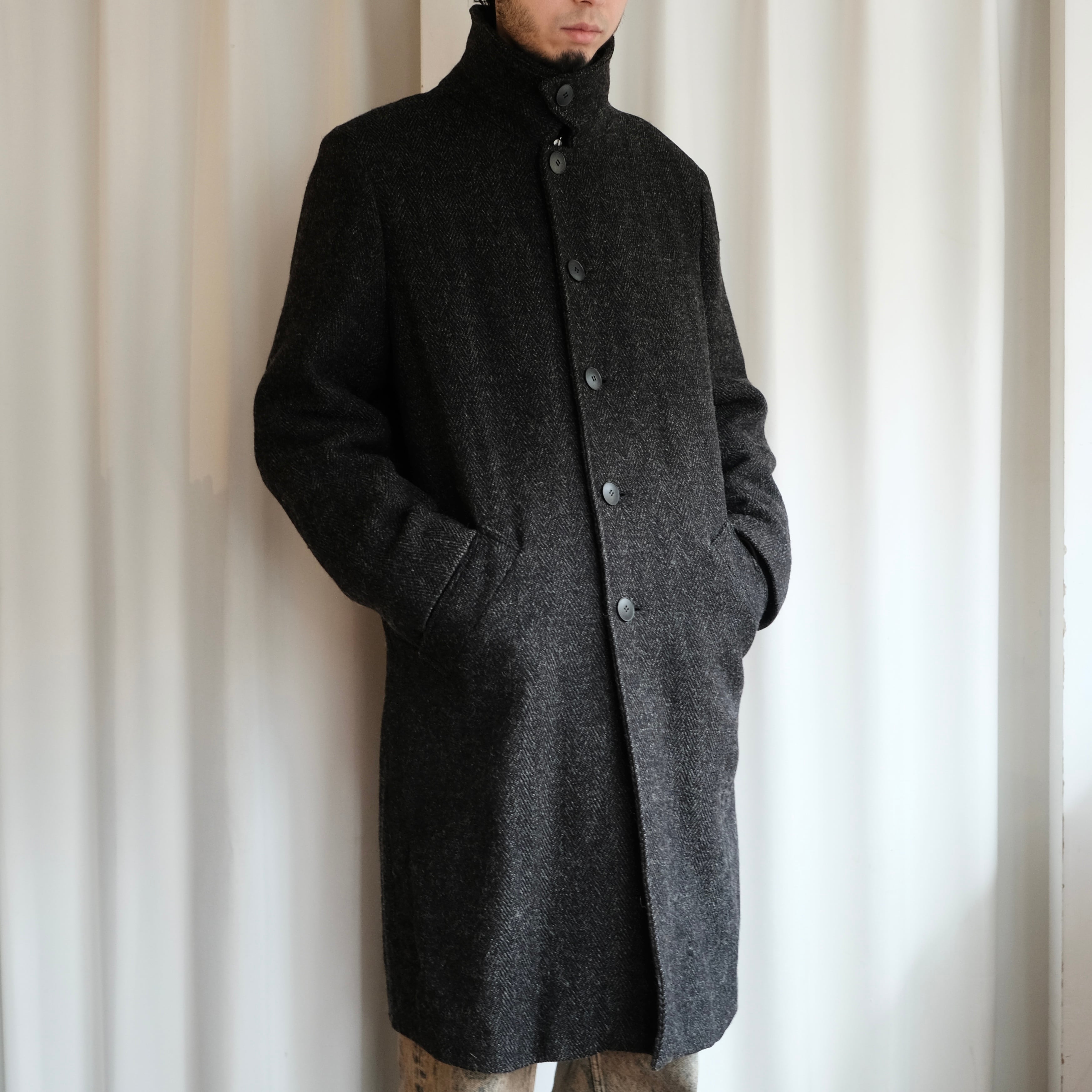 agnes b. homme ロングコート フランス製 ウール100％ agnes b. HOMME MADE IN FRANCE TWEED LONG COAT | safarionline