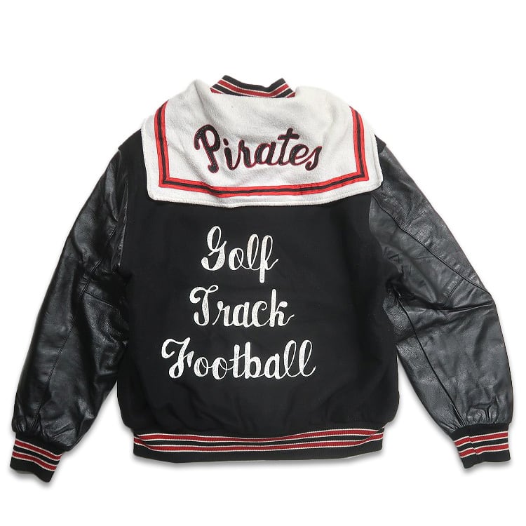 Holloway USA製 袖レザー スタジャン 黒 XL 企業 刺繍 ブラック Holloway USA製 袖レザー スタジャン 黒 XL 企業 刺繍 ブラック USA製