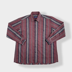 【KING'S ROAD】ストライプシャツ マルチカラー マルチストライプ 長袖シャツ カジュアルシャツ XL ビッグシルエット 古着