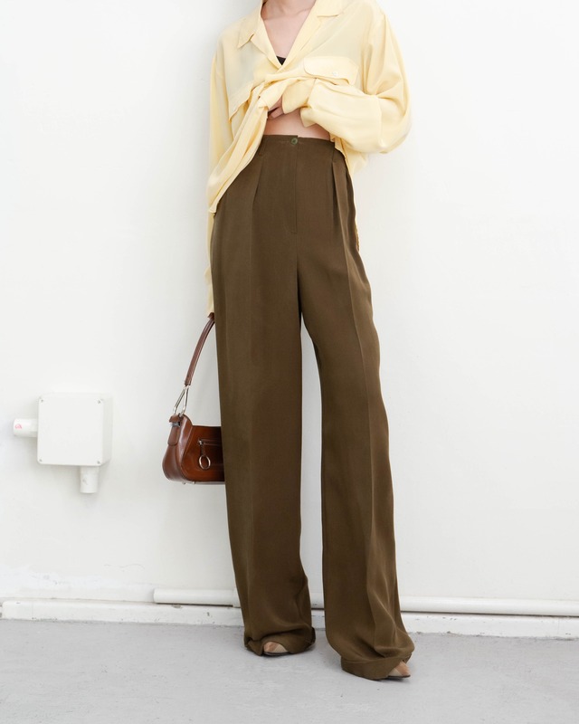 1990s pleated wide-leg silk trousers