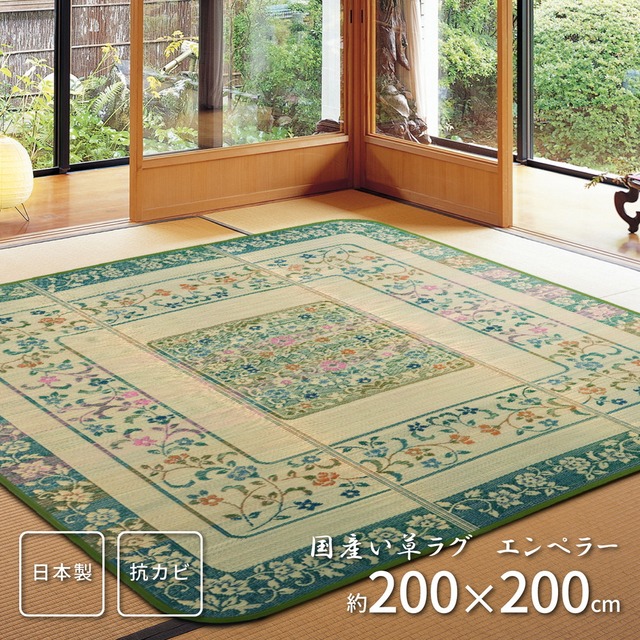 ラグ カーペット 江戸間 国産い草カーペット 琥珀 1帖 87×174 ラグマット 絨毯 消臭