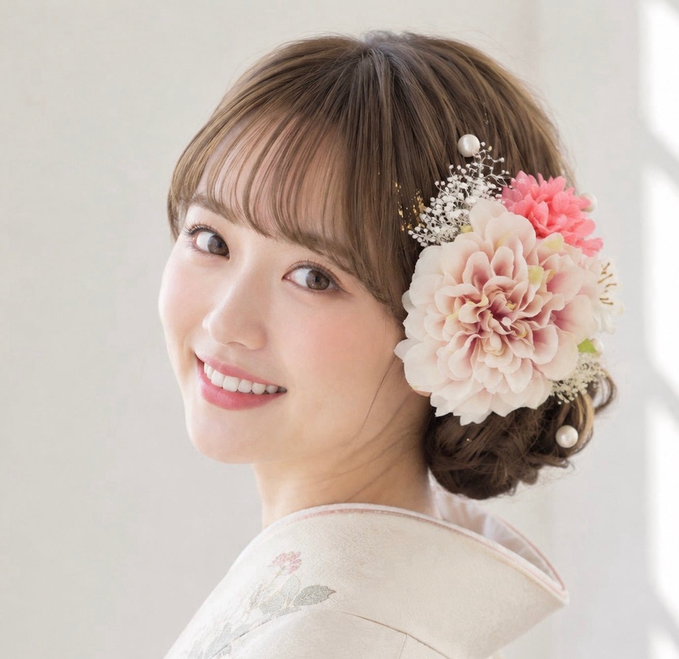 A360 ダリア ピンク ドライフラワー 髪飾り 卒業式 袴 成人式 振袖 結婚式 和装