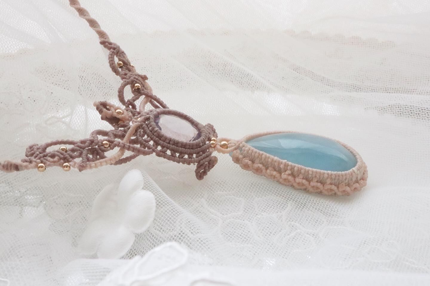 リツプラネタリウムのようなインクル★非加熱アクアマリン★ペンダントオーダー アクアマリンとラベンダークオーツのペンダント | Angelica