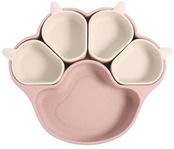 ベビー食器セット 5グリッド 吸盤付き ひっくり返らない 離乳食対応 食品級シリコン製 滑り止め&分離式デザイン 出産祝い ギフト対応 猫の爪 かわいいカラフルデザイン (ピンク)